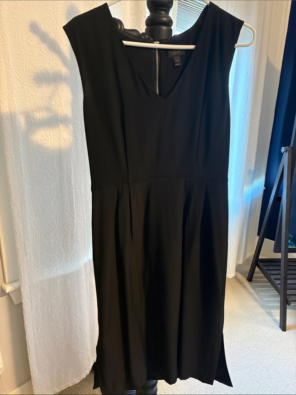 J. Crew Black Sleeveless V-Neck Midi Dress